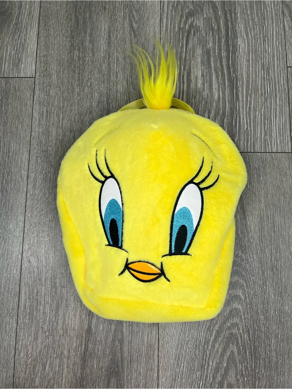 Justice Tweety Yellow Looney Tunes Mini Backpack Faux Fur Adjustable Strays NWOT